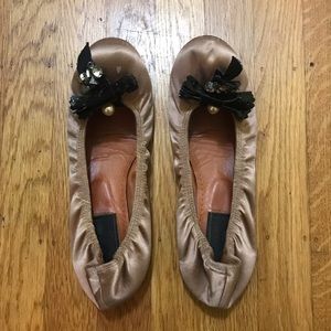 BEAUTIFUL Lanvin satin ballet jewels flats 8 shoes